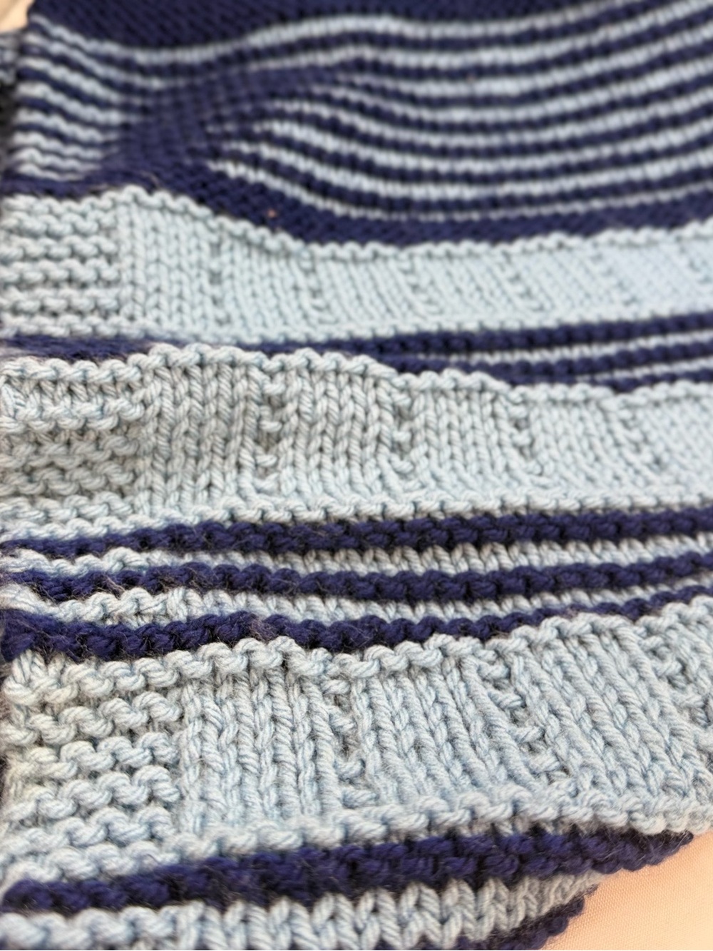 38x38 Granny Handmade Knitted Blanket Blue Navy Baby Lap Throw